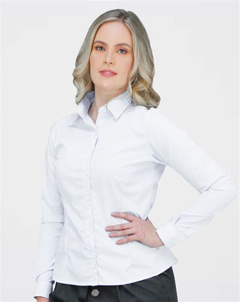 Camisa Social Branca Feminina Lasfer Store Moda Básica E Uniformes