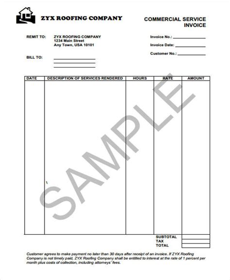 Free 5 Roofing Invoice Templates In Ms Word Pdf