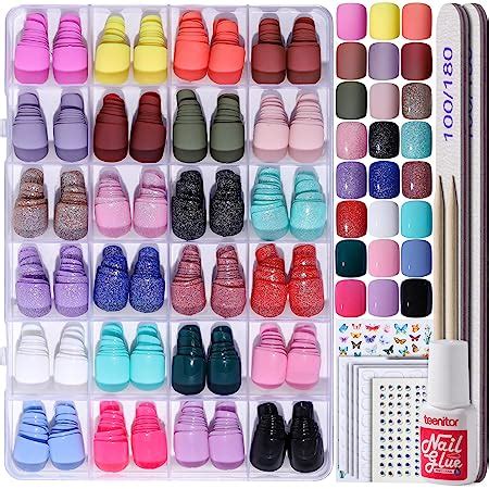 Amazon Press On Nails Short FANDAMEI 24 Packs 576PCS Small Short