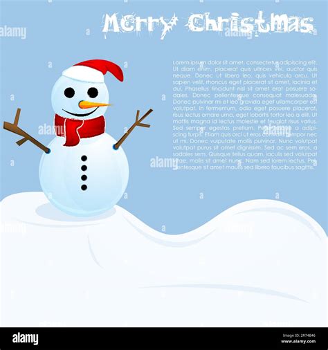 illustration of christmas card with snowman Stock Vector Image & Art - Alamy