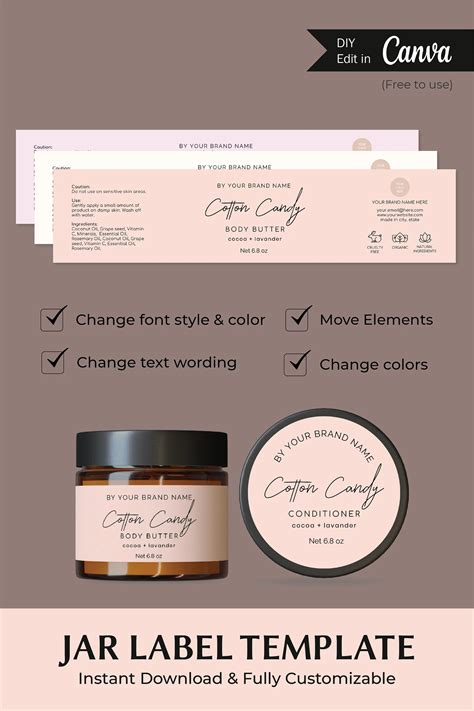 Label For Jar Label Template Body Butter Label Template Product Label Sticker Custom Label Jar