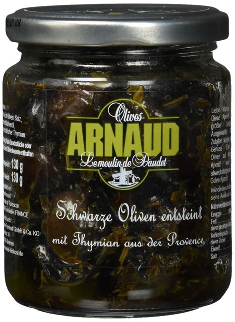 Olives Arnaud Schwarze Oliven Mit Thymian Der Provence Entsteint Er