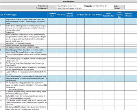 WBS Excel Template | Excel templates, Project management templates ...