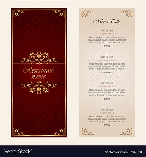 Restaurant Menu Luxury Design Royalty Free Vector Image