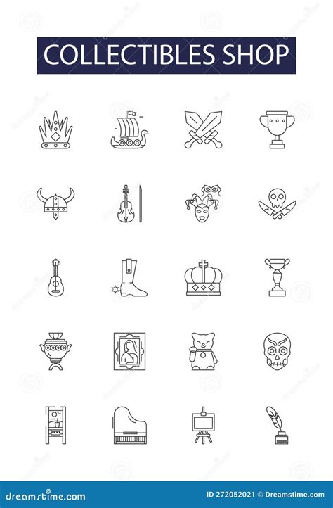 Collectibles Shop Line Vector Icons And Signs Shop Antiques Vintage