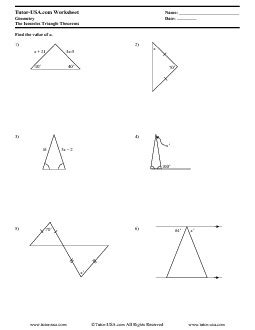 Worksheet: Isosceles Triangles - Theorems and Properties ...