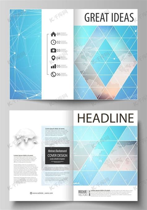 两个 A4 格式现代封面模型设计模板的可编辑布局的矢量插图用于小册子杂志传单背景图片免费下载 海报banner 高清大图 千库网 图片