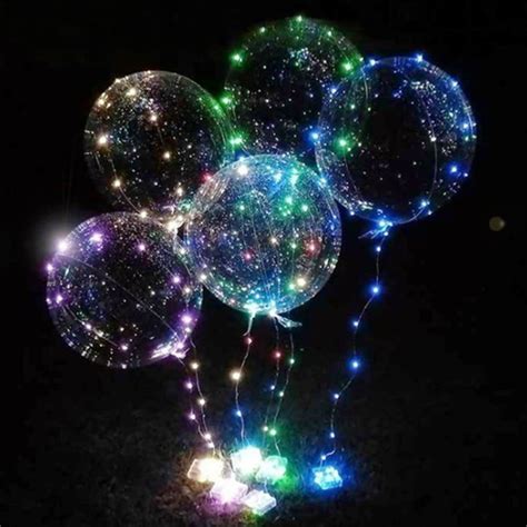 Kit 30un Balão de Led Bubble transparente Vareta Haste Pilha