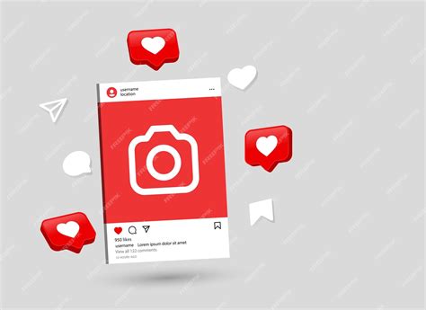 Premium Vector Instagram Mockup Social Media Template Frame 3d Social Media Notification Icons