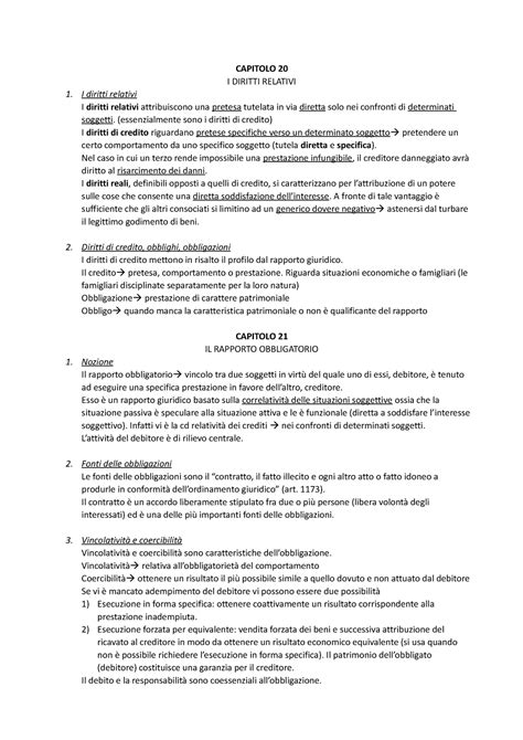 Capitoli 20 30 Diritto Privato CAPITOLO 20 I DIRITTI RELATIVI I