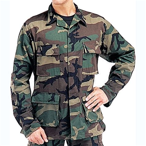 Woodland Camouflage Military Bdu Shirt Cotton Ripstop Army Navy Store