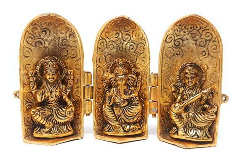 Buy VintFlea Metal Laxmi Ganesh Saraswati Idol Murti For Home Temple