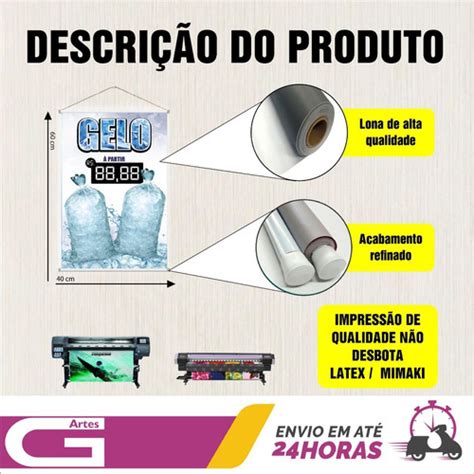 Kit Placa Faixa Banner Aqui Tem Gelo Pre O Edit Vel Mercadolivre