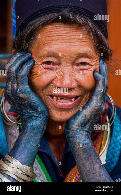 Vietnam Portrait Of A Black Hmong Tribe Woman Who Has Deyed New