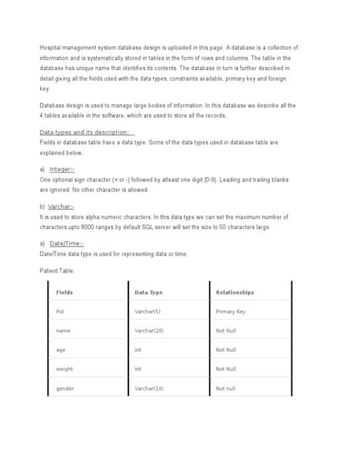 Hospital Management System Database Design Is Uploaded in This Page ...