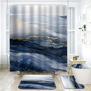 Amazon Newsuyaa Marble Bathroom Sets With Shower Curtain And Rugs