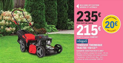 Promo Scheppach Tondeuse Thermique Tract E Cc Chez E Leclerc