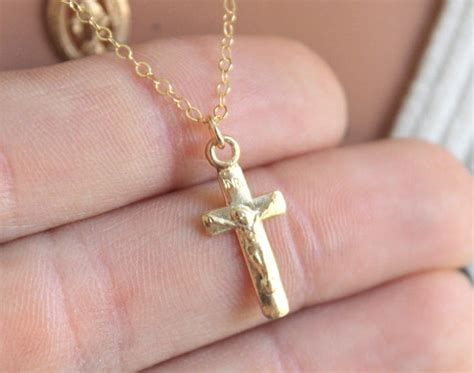 Miraculous Medal Necklace Multi Strand Gold Filled Crucifix Etsy