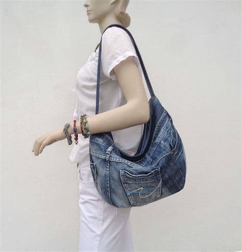 Slouchy Hobo Bag Handbag Purse Recycled Upcycled Denim Etsy