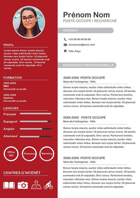 Modèle de CV Photoshop 2025 Gratuit Template PSD