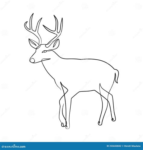 Deer Continuous Line Art Illustration Deer One Line Art Minimalism Stock Vector Illustration