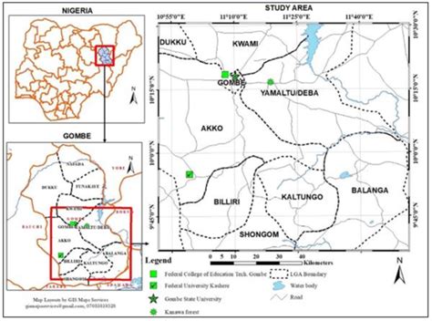 Map of Gombe State showing the study areas | Download Scientific Diagram