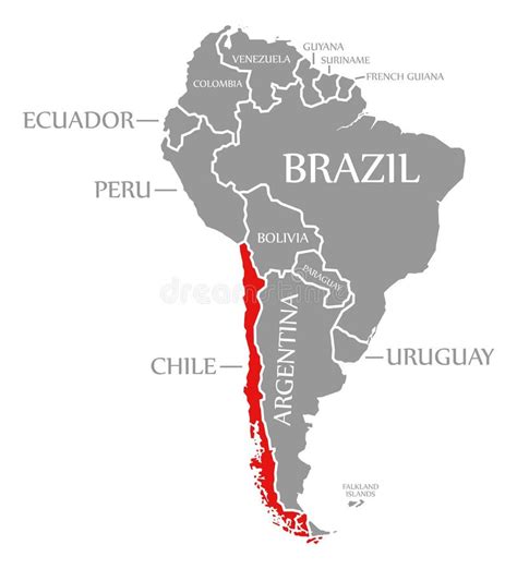 Chile America Do Sul - Chile Red Destacada No Mapa Do Continente Da América Do Sul Ilustração ...