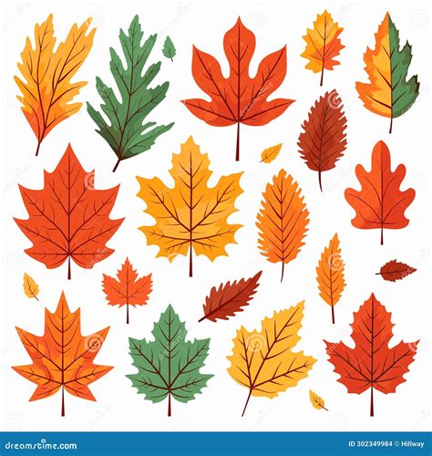 Autumn Leaves Set Isolated Vector Illustration Stock Illustration