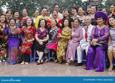 A Group Of Vietnamese People Poses In Hanoi Editorial Photography