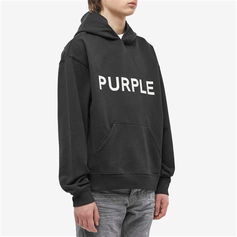 Purple Brand Mens Logo Popover Hoody In Black Purple Brand