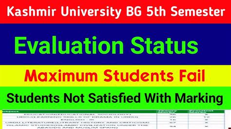 Kashmir University BG 5th Semester Maximum Students Fail In Results