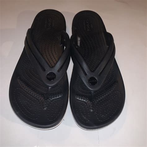 Crocs Iconic Comfort Black Thong Sandals Size Gem