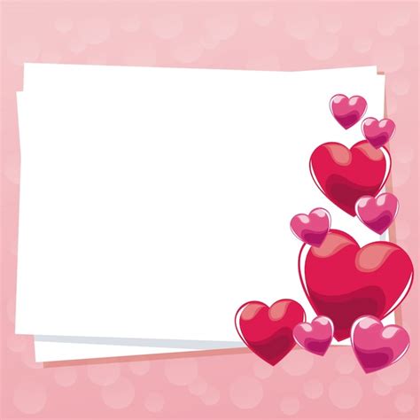 Premium Vector Card Greeting Pink Hearts Gloss Empty