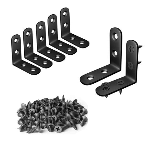 Buy 10 Pcs L Bracket Corner Brace Sets Black Stainless Steel 1 57x1 57