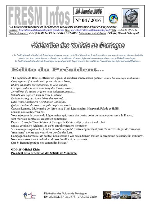 Fresm Infos N Du Janvier By Federation Soldats De Montagne