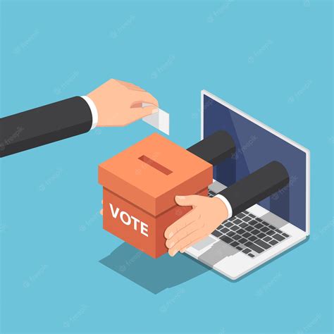 Premium Vector Flat 3d Isometric Businessman Hand Putting Voting