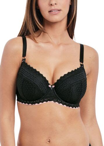 Freya Daisy Lace Black Underwire Padded Half Cup Bra And Short Set Sz 32e