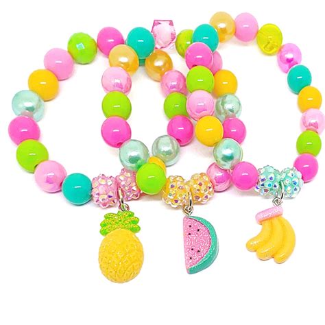 Pastel Fruit Birthday Bracelets Party Favors With Pineapple Watermelon