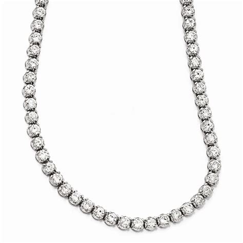 Jewelryweb Sterling Silver Cubic Zirconia Necklace 18 Inch