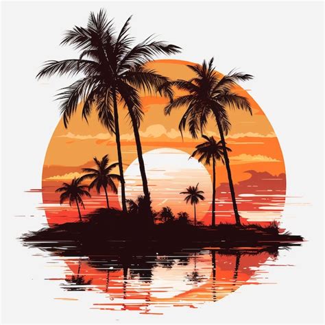 Premium AI Image | Flat Design Coconut Tree Sunset Illustration