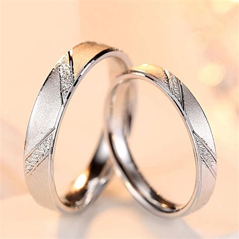 Bague couple tendance à la mode en argent 925 1000 Bagues Bagues