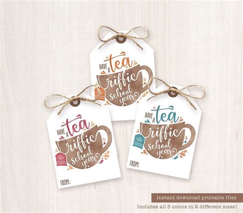 Back To School Teacher Gifts Printable First Day Of School Gift Tag