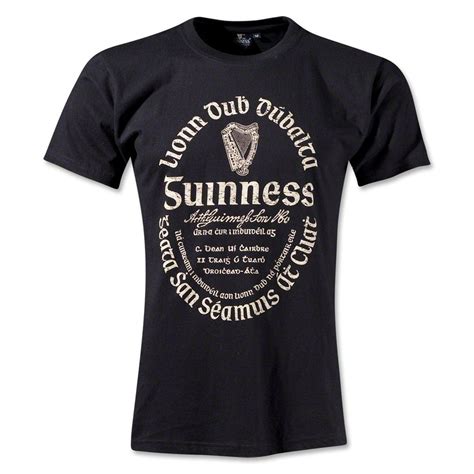 Guinness Distressed Gaelic Label Short Sleeve T Shirt Printed Shirts