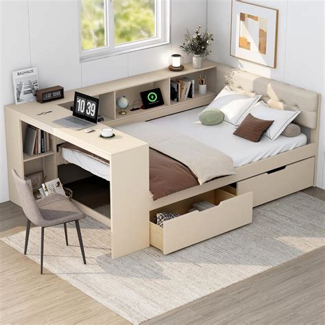 Amazon SOFTSEA Full Size Daybed With Storage Drawers Bookcase