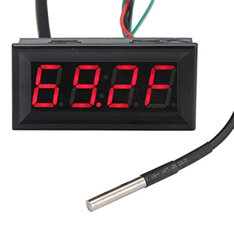 DROK Fahrenheit Scale 0 56 Inches DC 12V Digital Car Clock Thermometer