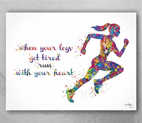 Female Runner Watercolor Print Runner Woman Girl When Your Legs Get