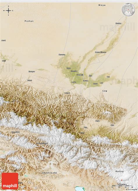 Satellite 3D Map of Hotan