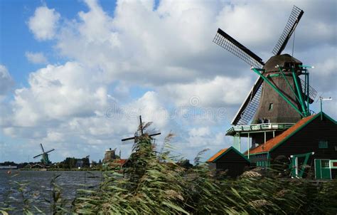 Village of Windmills Zaanse Schans Stock Photo - Image of channel ...