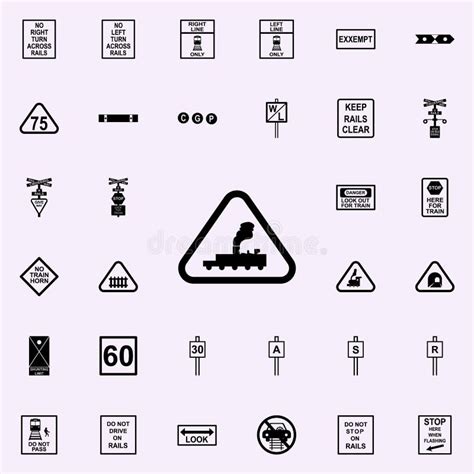 Unguarded Railway Crossing Icon Railway Warnings Icons Universal Set