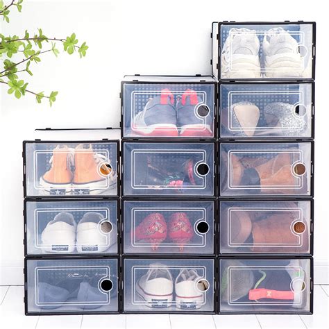 Buy Shoe Boxes Clear Plastic Stackable 12 Pack Shoe Storage 13” X 9” X